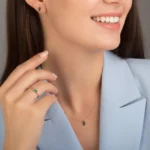 14 Ayar Yeşil Baget Taşlı Mini Set - Görsel 2