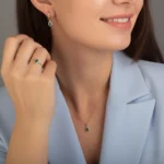 14 Ayar Yeşil Taşlı Mini Set - Görsel 2