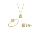 14 Ayar Kare Taşlı Mini Set