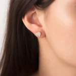 14 Ayar Taşlı Kalp Küpe - Görsel 2